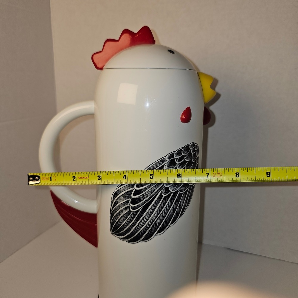 Vintage 1993 Kamenstein Chicken Thermal Carafe Pitcher White Red Rooster - Picture 6 of 8